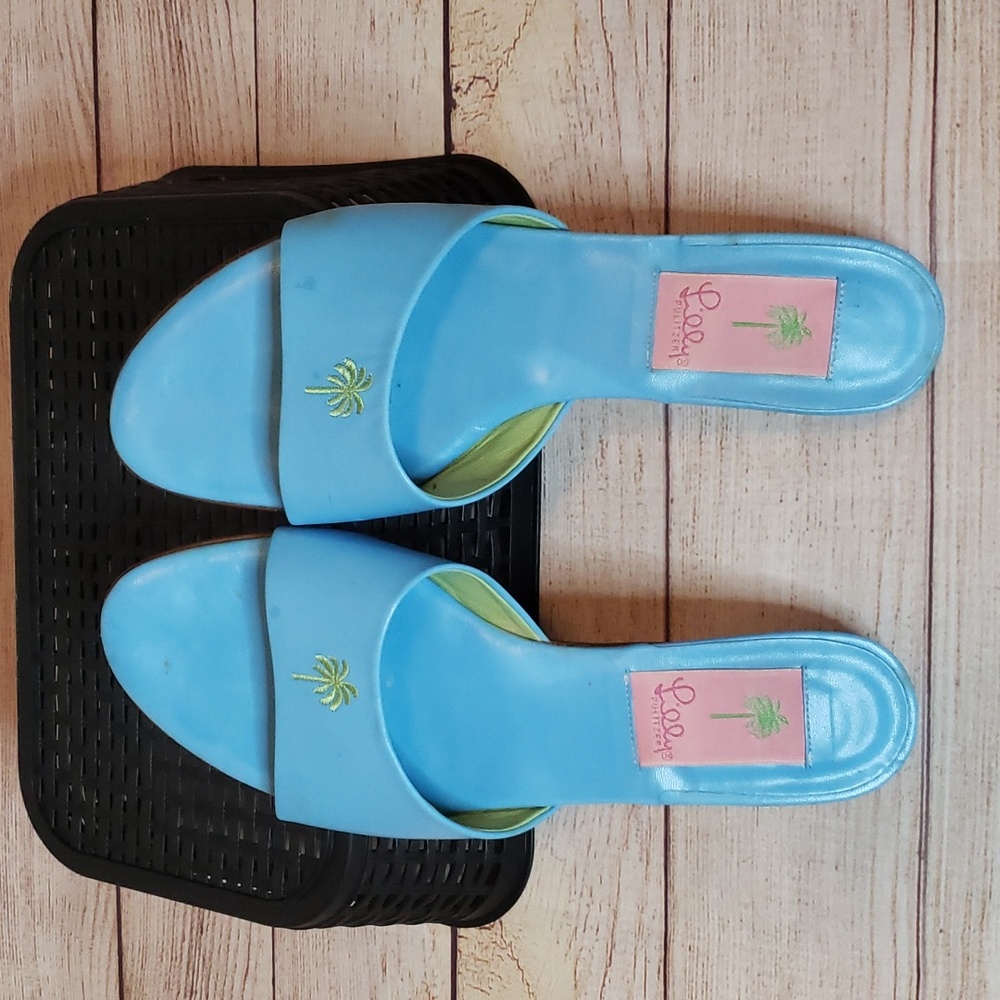 Lilly Pulitzer Vintage Y2K Kitten Heel Slide Sandals Sz 8.5 EUC